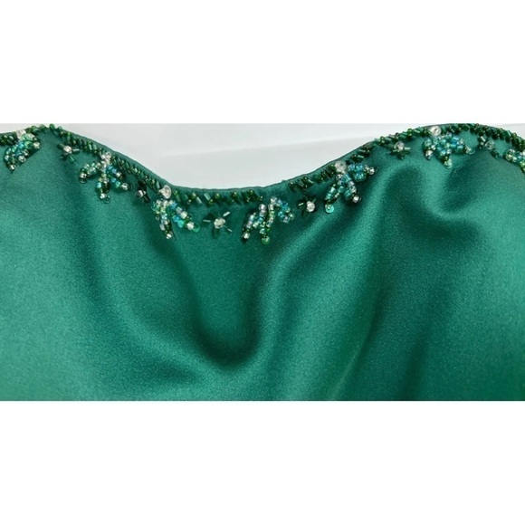 Alfred Angelo Sz 10 Hunter Green Long Formal Gathered Gown Train Dress Petticoat - Picture 8 of 11
